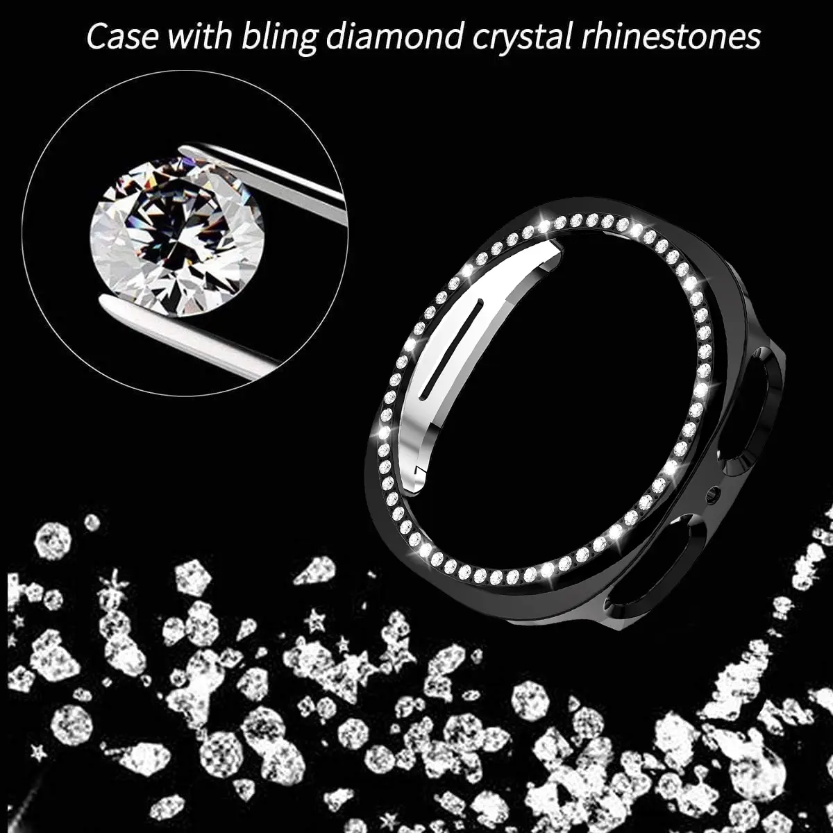 Bling Case for Samsung Galaxy Watch 8 Diamond Bumper With Hollow PC Protective Cover for Samsung Galaxy Watch 8 40mm 44mm