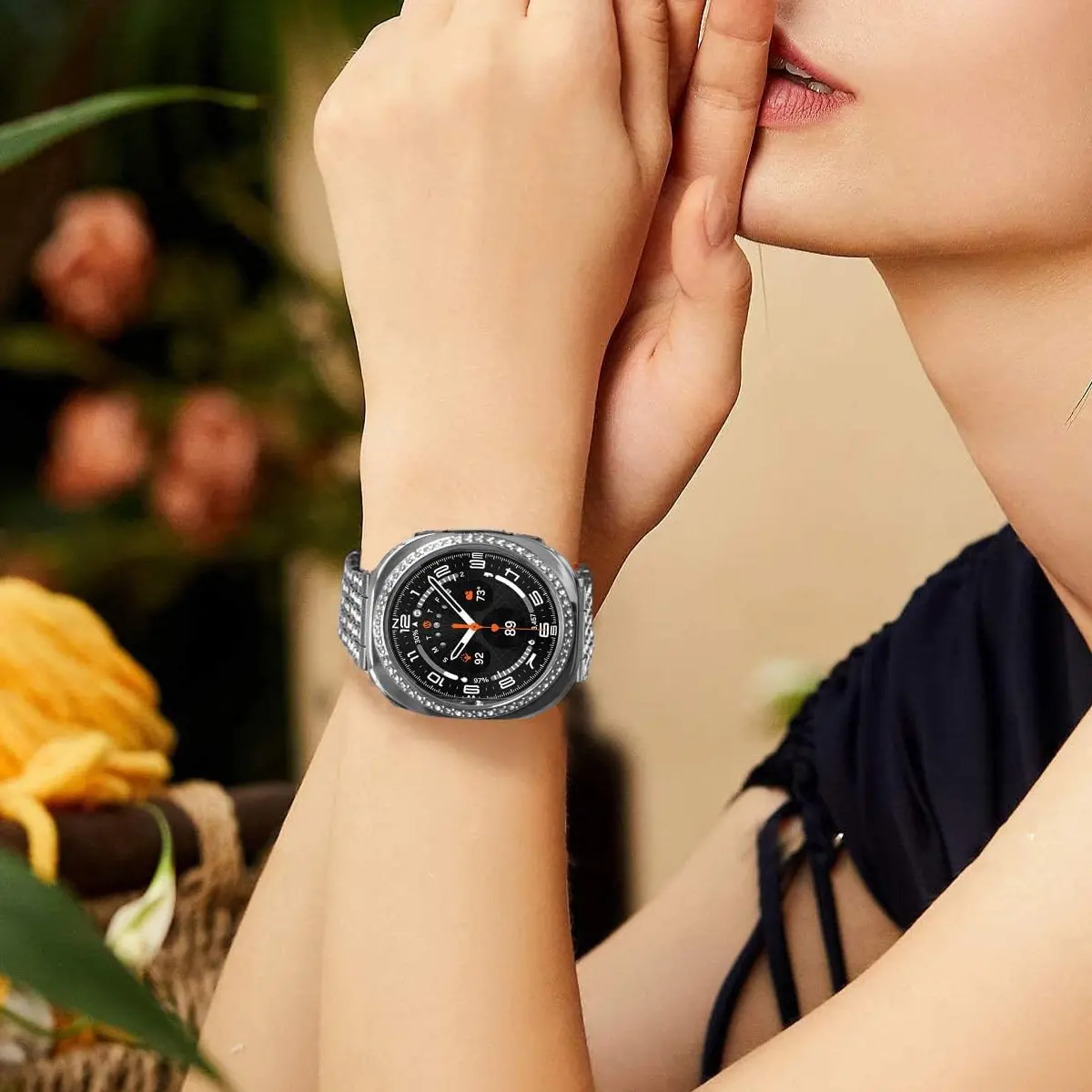 Bling Case for Samsung Galaxy Watch 8 Diamond Bumper With Hollow PC Protective Cover for Samsung Galaxy Watch 8 40mm 44mm