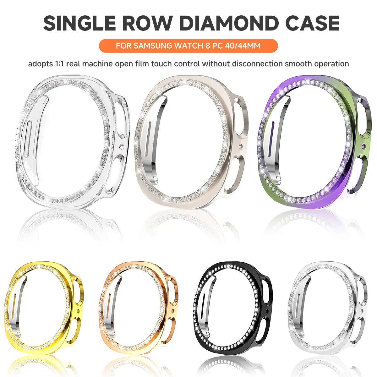 Bling Case for Samsung Galaxy Watch 8 Diamond Bumper With Hollow PC Protective Cover for Samsung Galaxy Watch 8 40mm 44mm
