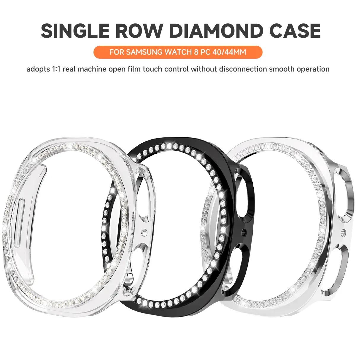 Bling Case for Samsung Galaxy Watch 8 Diamond Bumper With Hollow PC Protective Cover for Samsung Galaxy Watch 8 40mm 44mm