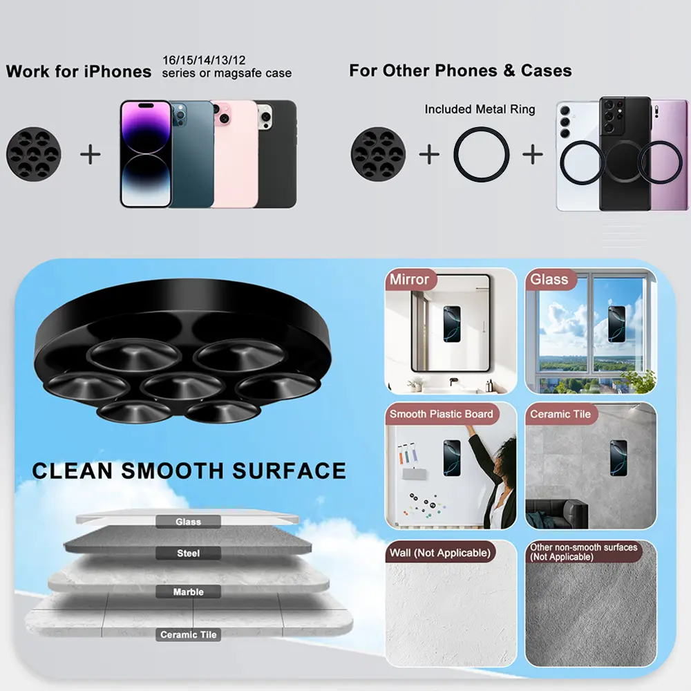 Grippopso Universal Magnetic Suction Cup Phone Holder Mirror Shower Silicone Suction Phone Case Grip Stand Holder For iPhone