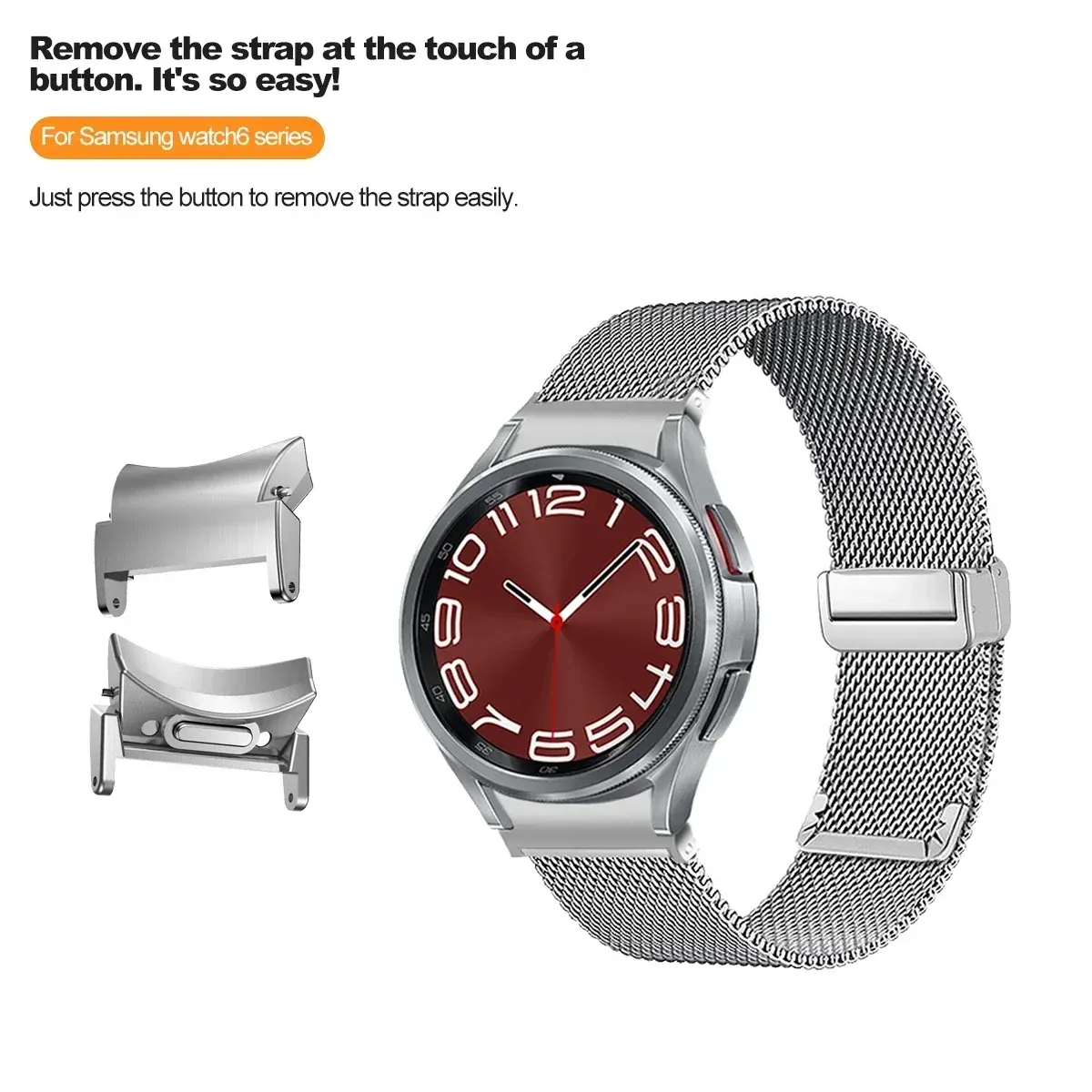 Quick Fit Stainless Steel Strap for Galaxy Watch 7/6/5/5pro 40 44 45 Milanese for Samsung Galaxy Watch 6 Classic 43mm 47mm Belt