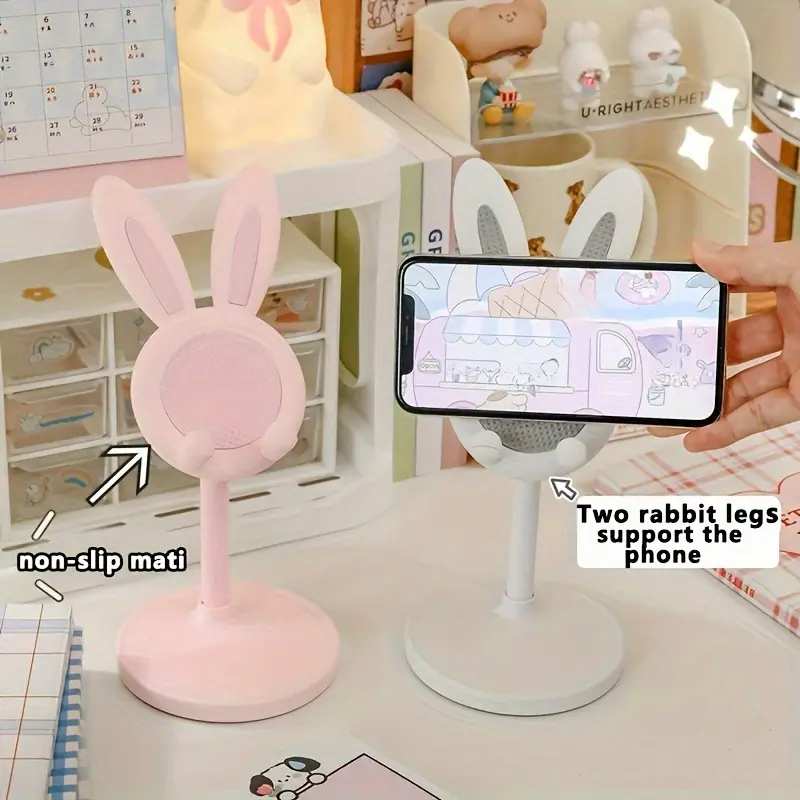 Cute Bunny Desktop Mobile Phone Stands Smartphone Bracket Adjustable And Compatible With iPhone/iPad/Tablet For Universal Phone