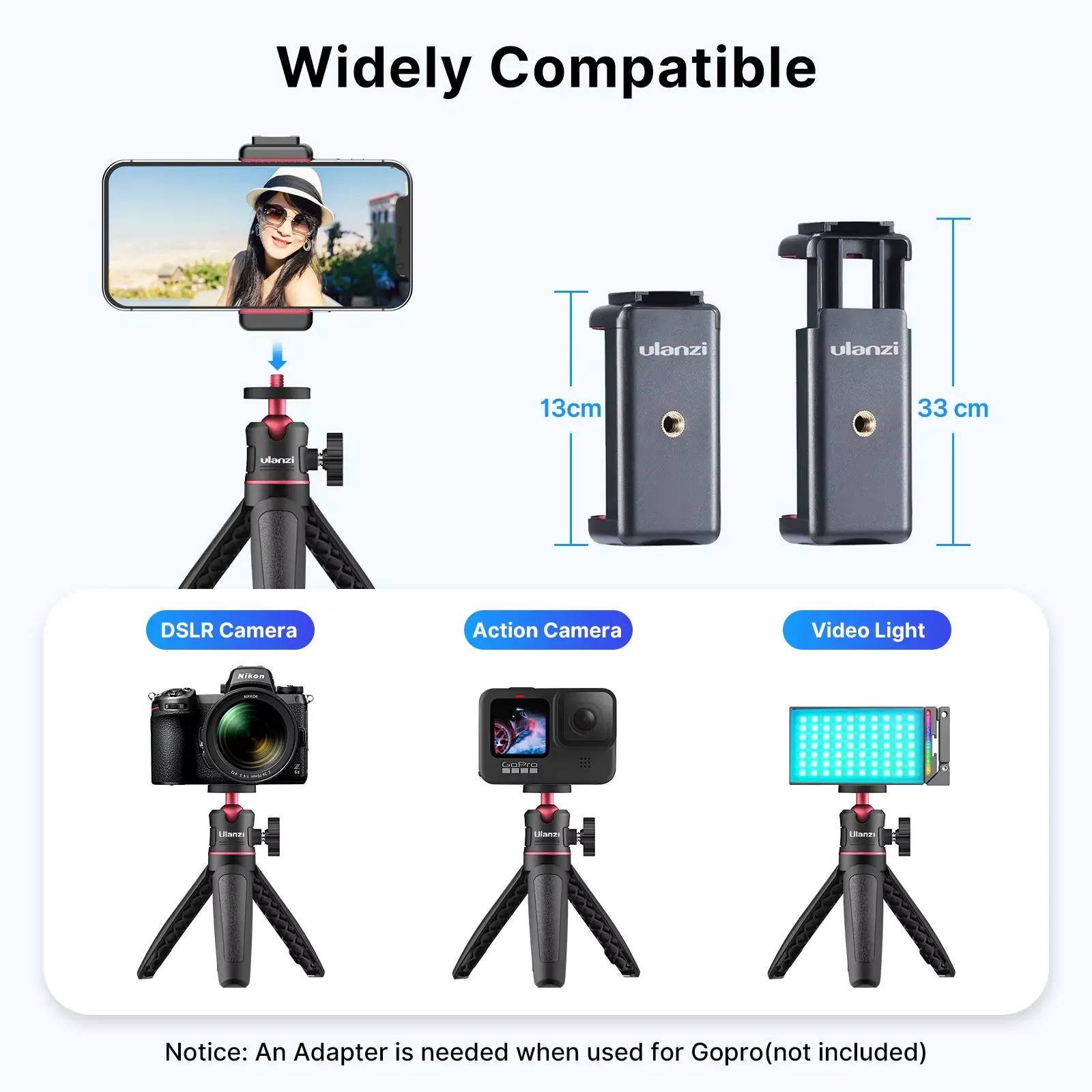 Ulanzi MT-08 Mini Tripod White Color Foldable Tripod Monopod  Mount 1/4'' Tripod Universal for DSLR Android iPhone Smartphone