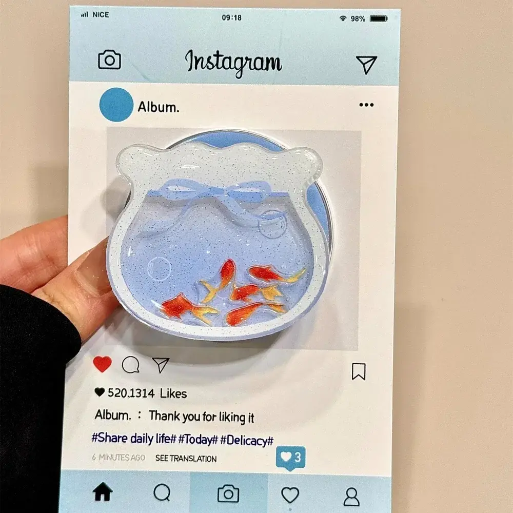 Gradient Aqua Blue Cute Little Goldfish MagSafe Grip Talk Wireless Charge Case for IPhone 17 16 Goldfish Shake Magnetic Stand