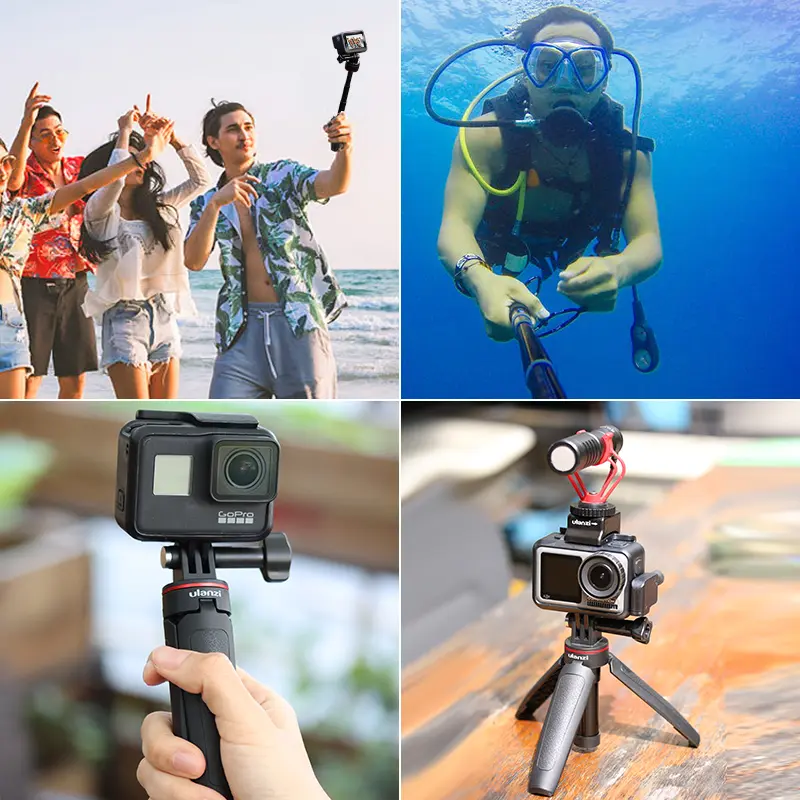 Ulanzi MT-09 Extend Gopro Vlog Tripod Mini Portable Tripod for Gopro Hero 12 11 10 9 8 7 6 Black Session Osmo Action insta360 X3