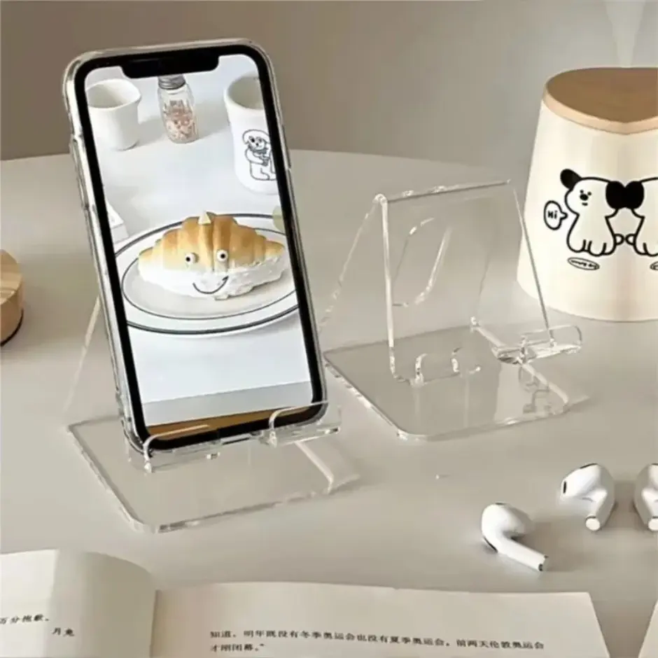 Desktop Lazy Tablet Stand Acrylic Foldable Transparent Minimalist Ins Phone Holder For iPhone iPad Galaxy Tab Smartphone Bracket