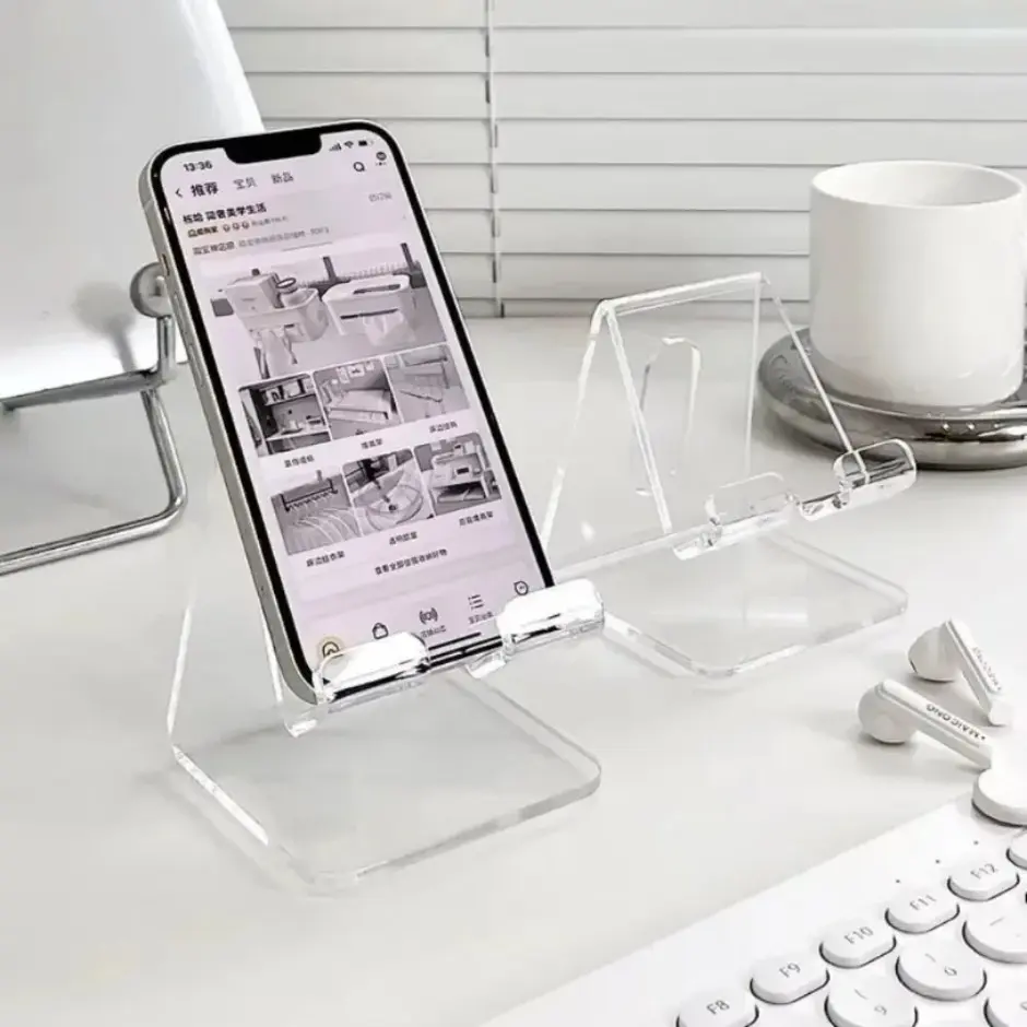 Desktop Lazy Tablet Stand Acrylic Foldable Transparent Minimalist Ins Phone Holder For iPhone iPad Galaxy Tab Smartphone Bracket