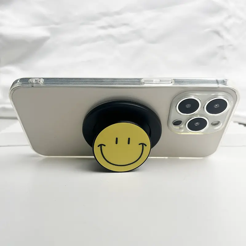 Socket Talk Tok Grip Cute Happy Face Phone Holder For Magsafe IPhone Mac Samsung Safe Ring Finger Expanding Stand
