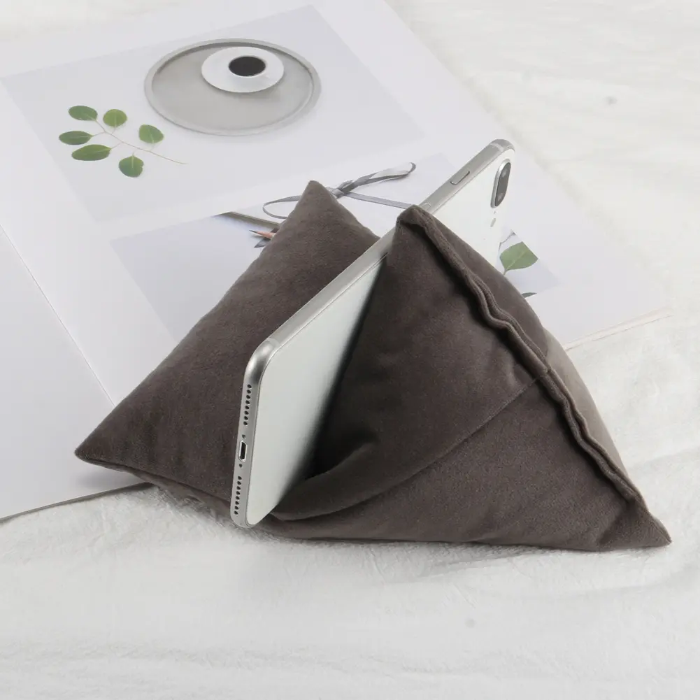 Triangle Velvet Pillows Phone Holder Durable Non-slip Phone Rack for  for Most Smartphones