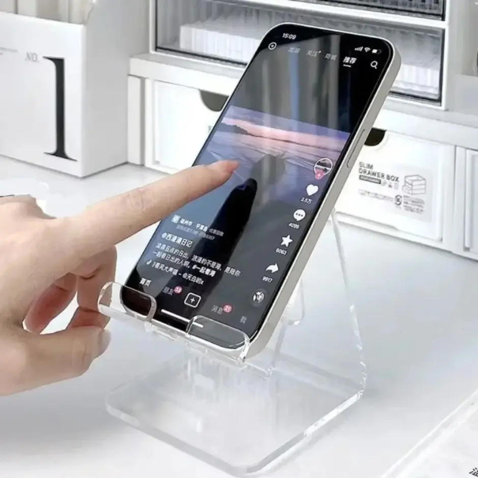 Desktop Lazy Tablet Stand Acrylic Foldable Transparent Minimalist Ins Phone Holder For iPhone iPad Galaxy Tab Smartphone Bracket