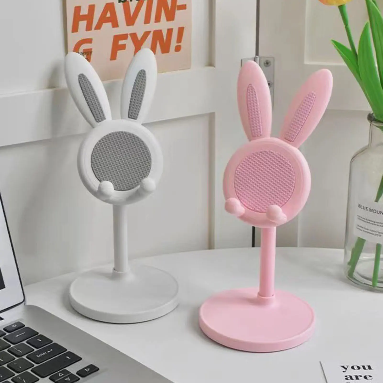 Cute Rabbit Phone Stand Holder Thick Desktop Holder for Phone Adjustable Height Phone Stand for Christmas Thanksgiving Gift