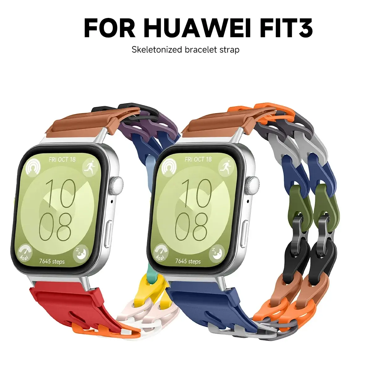Silicone Chain Strap for Huawei Watch Fit 3 2 1 Wristband Bracelet Adjustable Bands for Huawei Fit 3 2 1 Replacement Accessories