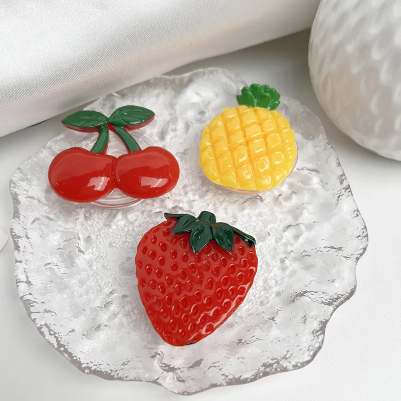 Cute Pineapple Cherry Strawberry Phone Socket for IPhone Samsung Universal Accessories Phone Holder Ring Support Stand