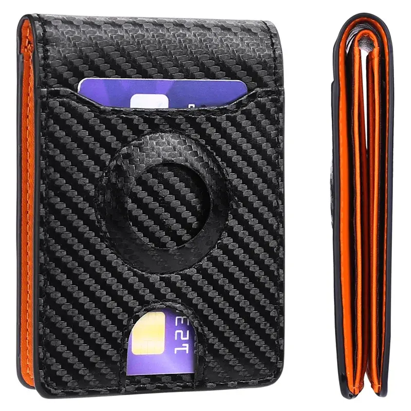 Anti Theft Credit Card Holder Men Wallets Carbon Fiber Wallet For Apple Airtag Small Coin Purse Minimalist Wallets For Air Tag