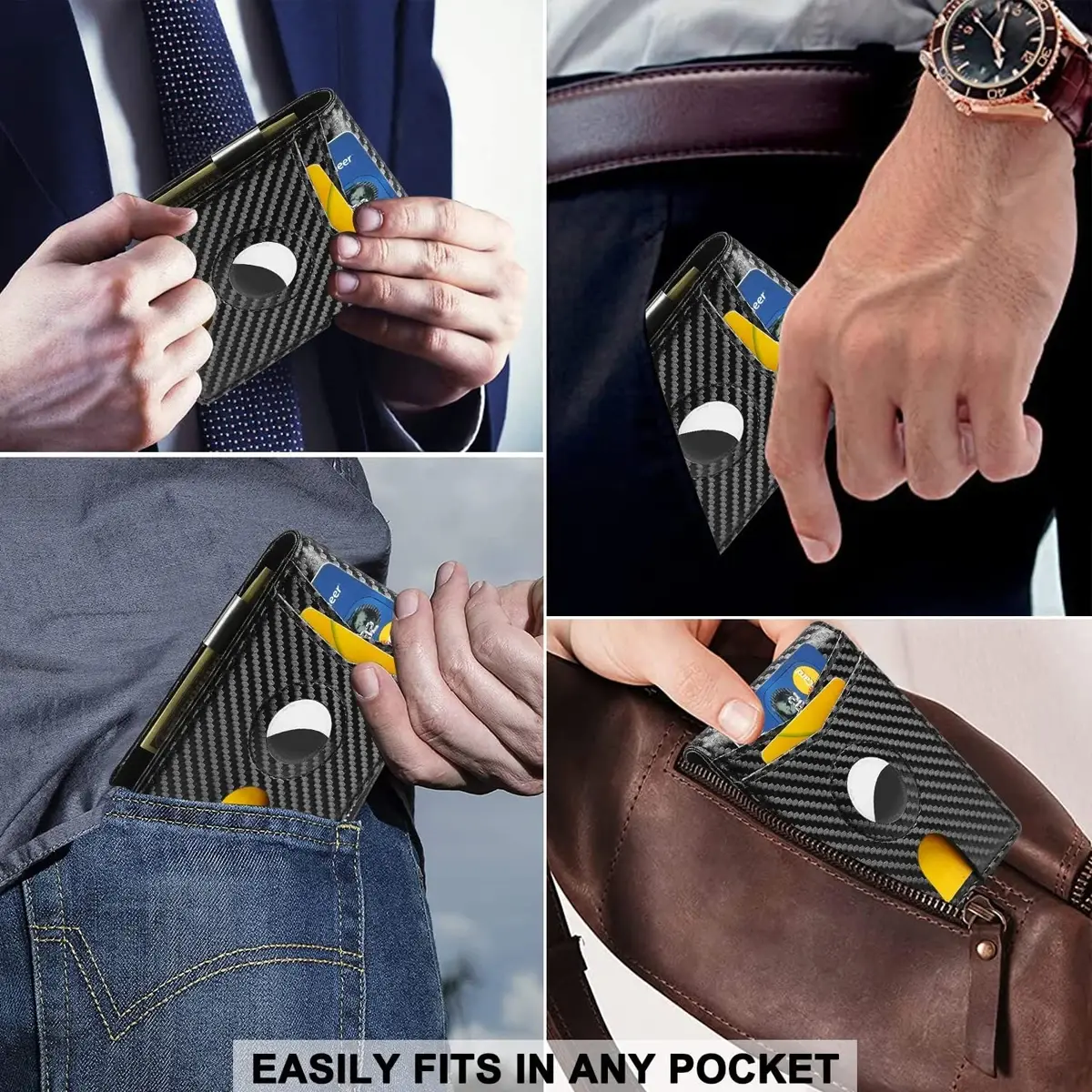 Anti Theft Credit Card Holder Men Wallets Carbon Fiber Wallet For Apple Airtag Small Coin Purse Minimalist Wallets For Air Tag