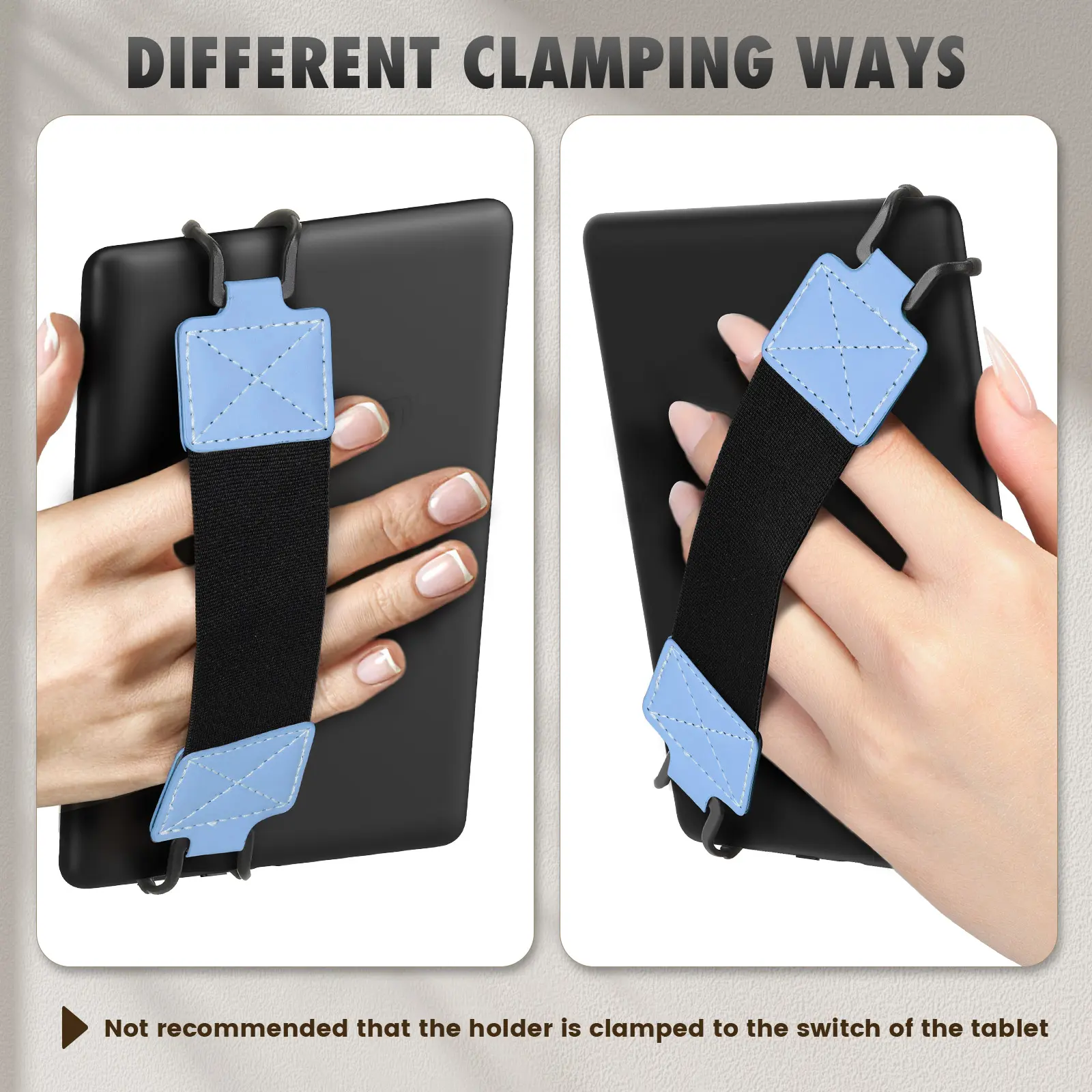 Universal E-Reader Security Hand Strap Holder For 6-8" iPhone Finger Grip PU Leather Nylon Elastics Belt for Kindle Kobo Tablets