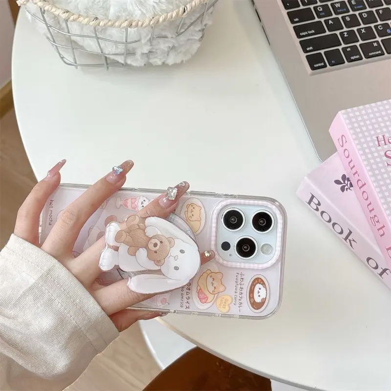 Korean Cute Cartoon Rabbit Magnetic Holder Grip Tok Griptok Phone Stand Holder Support for IPhone 15 for Pad Magsafe Smart Tok