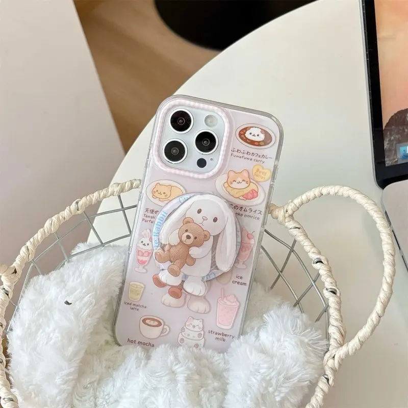 Korean Cute Cartoon Rabbit Magnetic Holder Grip Tok Griptok Phone Stand Holder Support for IPhone 15 for Pad Magsafe Smart Tok