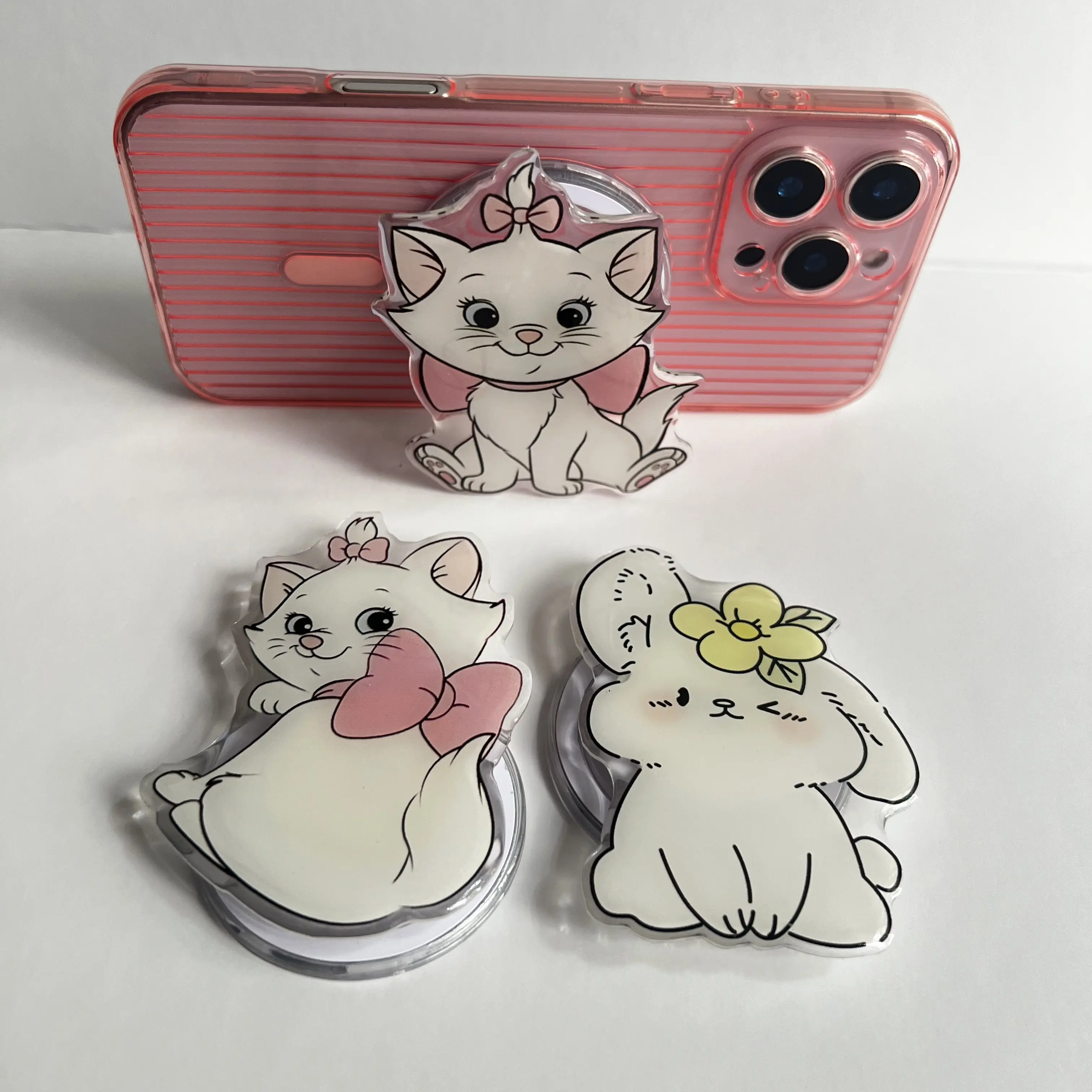 Korean Cute Cartoon Cat Rabbit Phone Holder Griptok Support For IPhone Samsung Phone Case Grip Tok Socket Bracket Girl Gift