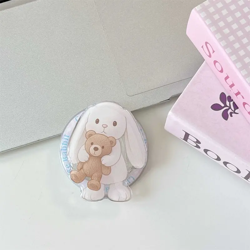 Korean Cute Cartoon Rabbit Magnetic Holder Grip Tok Griptok Phone Stand Holder Support for IPhone 15 for Pad Magsafe Smart Tok