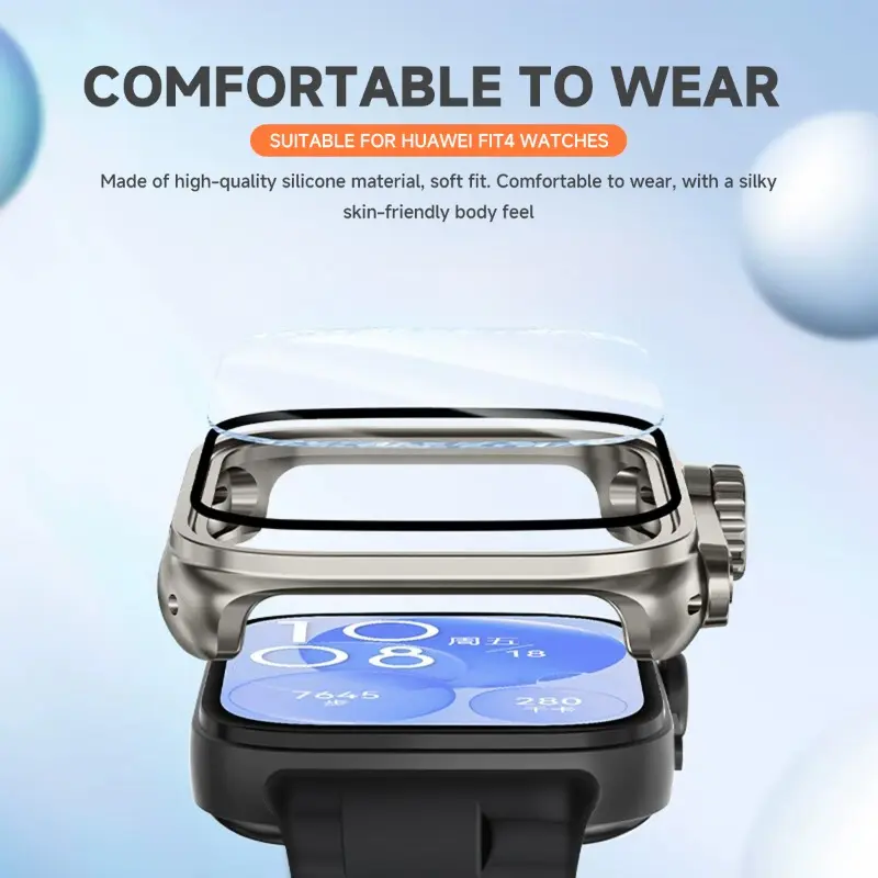 Strap+Case for huawei watch fit 4/3 4pro Tire Tread Bracelet+change to ultra cover for huawei fit 4 smartwatch sport band bumper