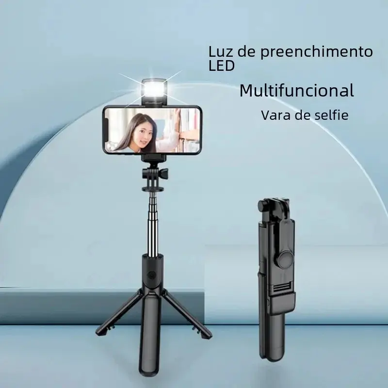 Bluetooth Selfie Stick Tripod Desktop Stand, Phone Holder, Wireless Remote Shutter, for iPhone Android, Option with Fill Light