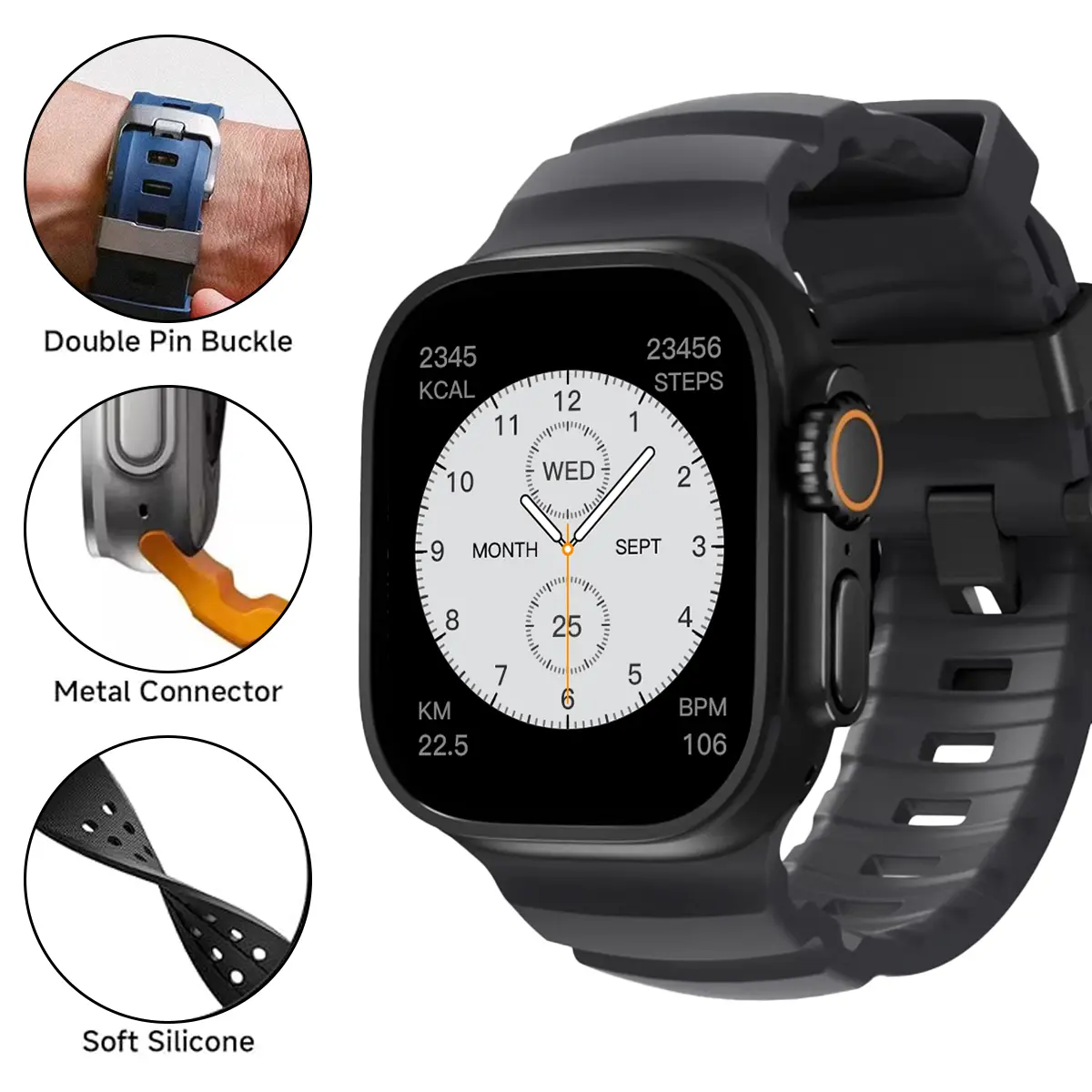 Silicone Strap+Metal Case For iWatch Ultra2 For Apple Watch 10/9/8/1/2/3/4/5/6/7 Sports Bracelet Band 46mm 49mm 45mm 44mm 42mm