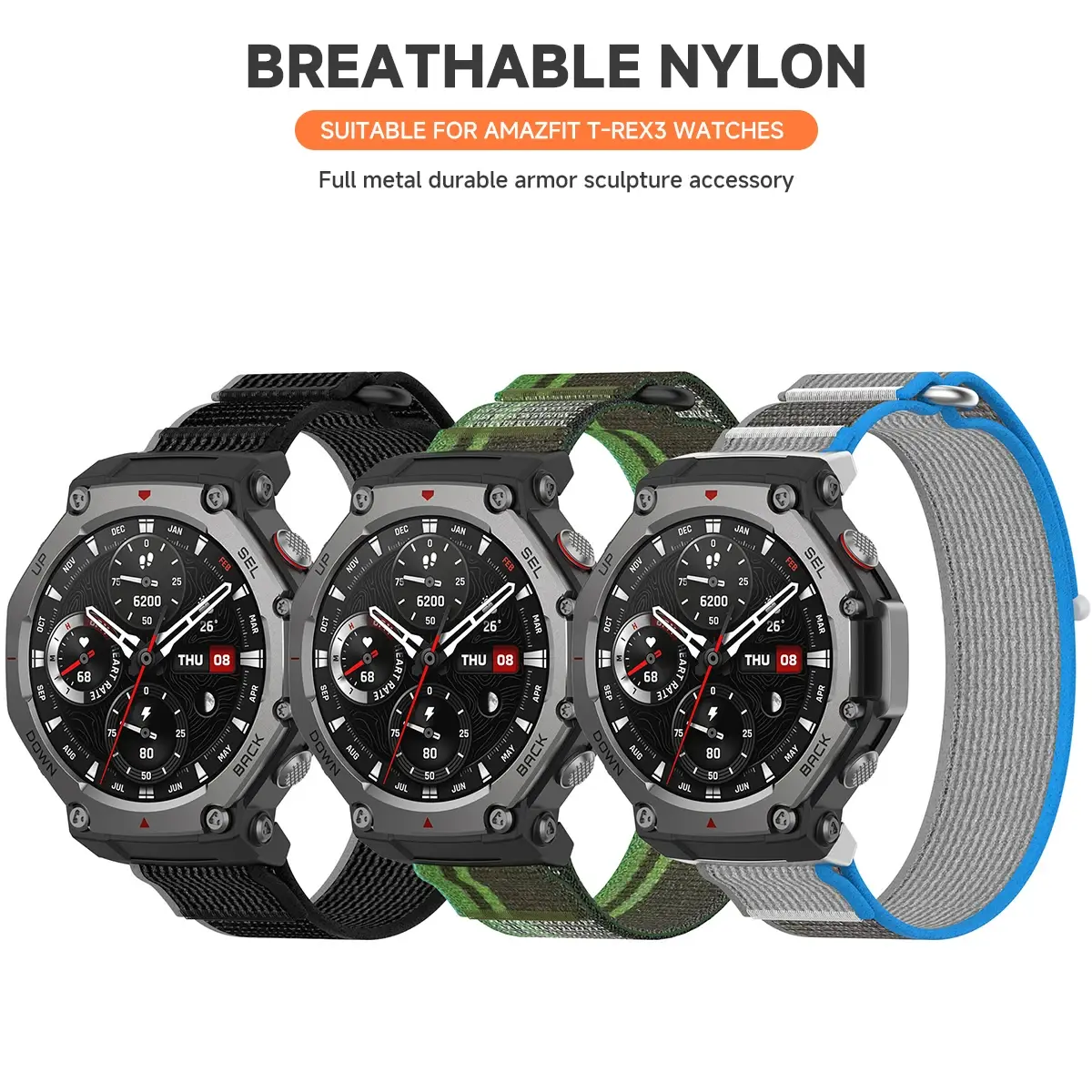 Nylon Loop Strap for Huami Amazfit T-rex 3 Watch Band for Amazfit Trex 3 Tyrannosaurus Smartwatch Accessories Sport Bracelet