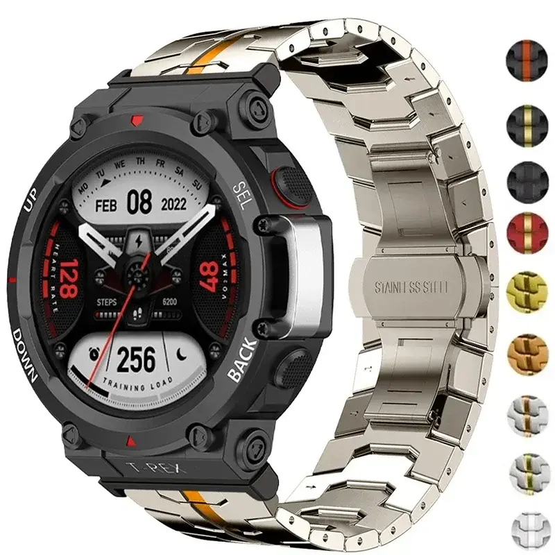 Steel Strap for Huami Amazfit T-rex 3/2 Trex Pro Metal Watch Band for Amazfit T-Rex Ultra Butterfly clasp Smartwatch Accessories