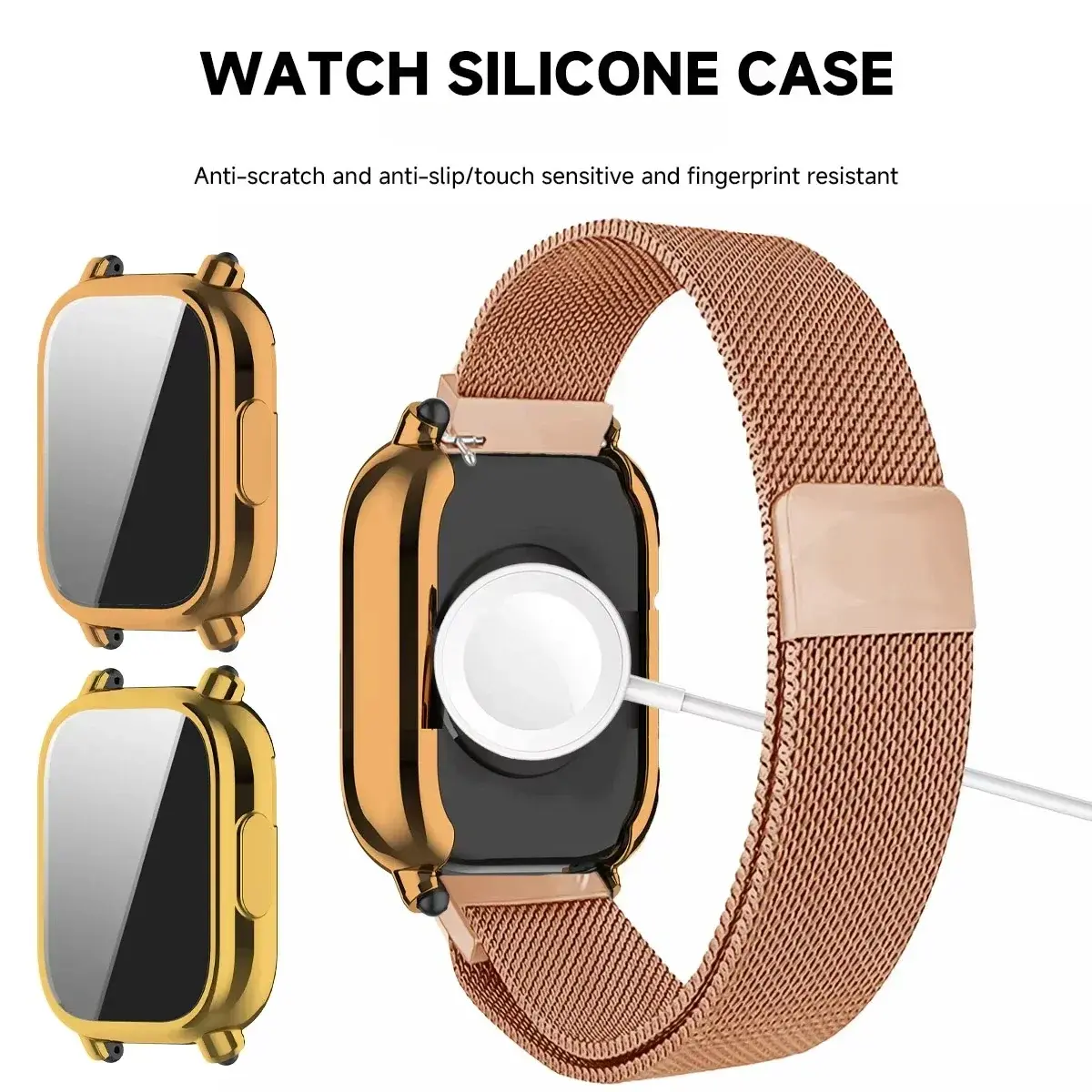 Milanese Magnetic Strap+Case for Redmi Watch 5 ActiveFor Redmi Watch 5 Lite Band TPU Soft Case Screen Protector Metal Watchband