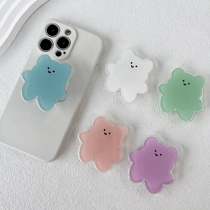 Acrylic Material Cartoon Cute Bear Design Phone Holder Foldable Grip