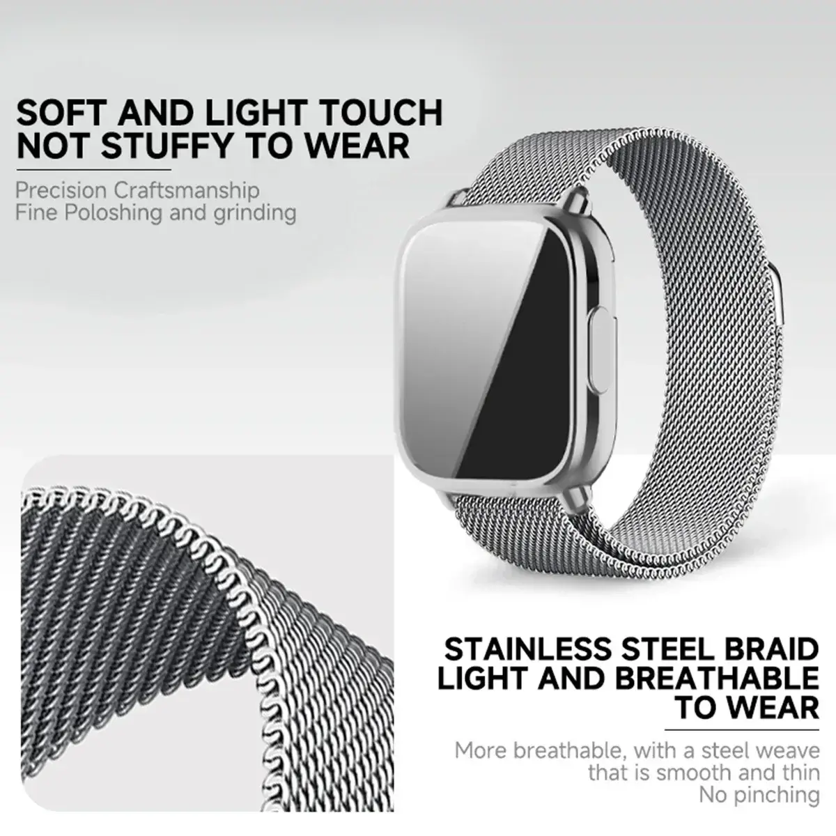 Milanese Magnetic Strap+Case for Redmi Watch 5 ActiveFor Redmi Watch 5 Lite Band TPU Soft Case Screen Protector Metal Watchband