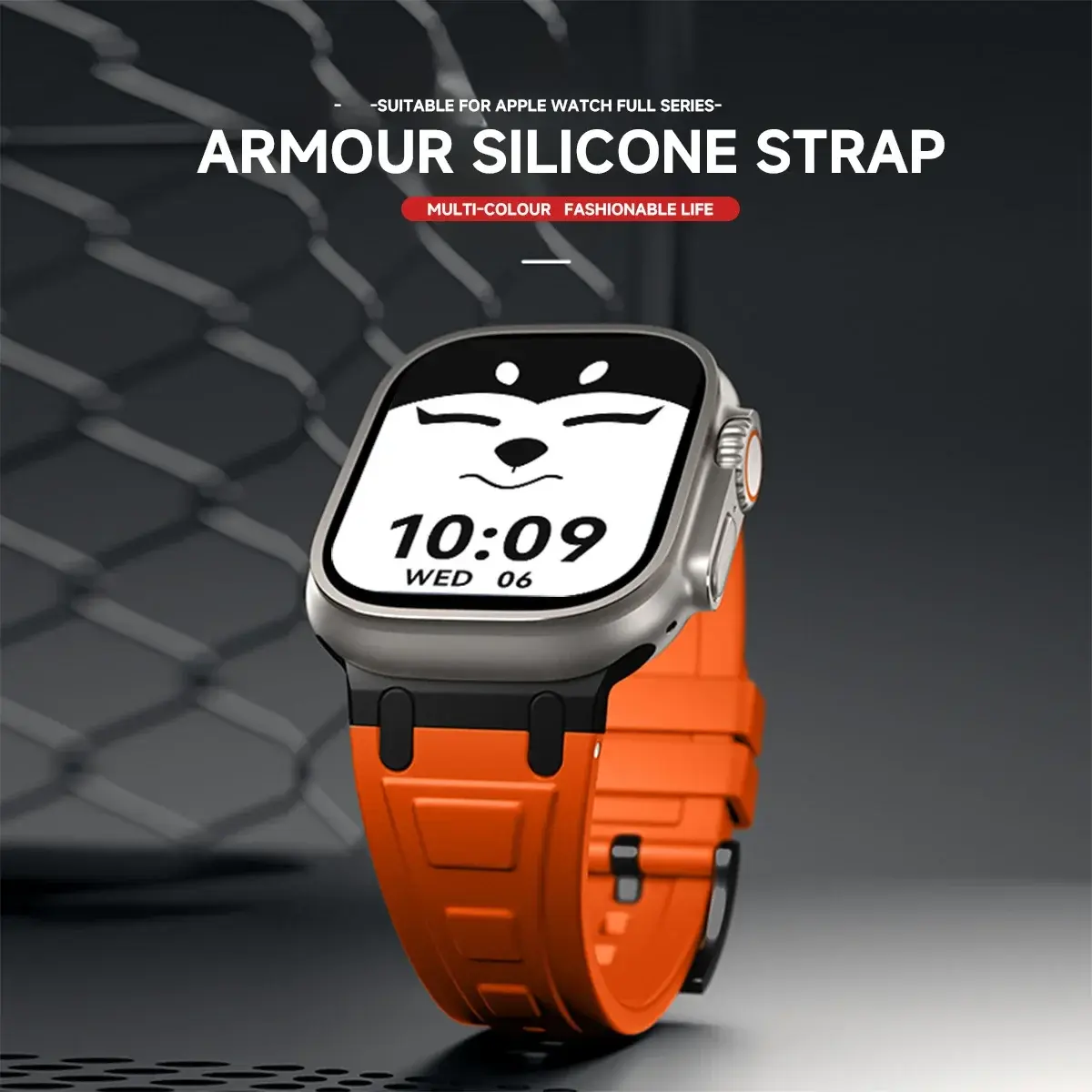 Titanium Metal Head Silicone Band for Apple Watch Ultra 2 49mm 46/45/44/42mm Rubber Strap for Iwatch Series 10 9 8 7 6 5 4 Se 3