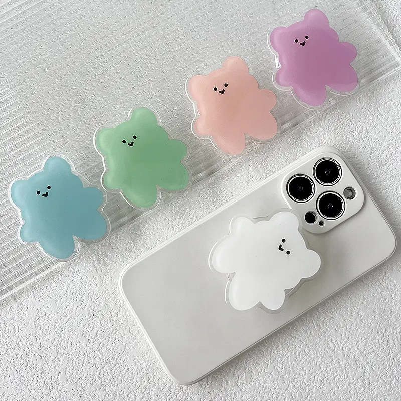 Acrylic Material Cartoon Cute Bear Design Phone Holder Foldable Grip