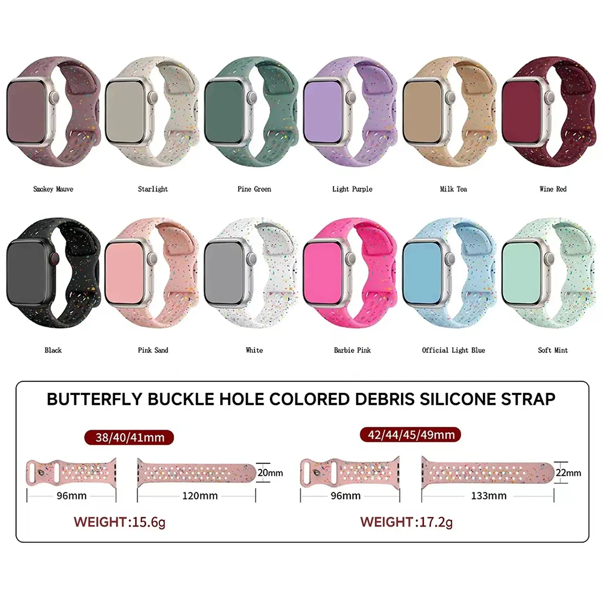 Color Particles Strap for Apple Watch Ultra 2 Band 49mm 45mm 44mm Silicone Bracelet for IWatch Series 9 8 7 6 5 41mm 42mm SE 4 3