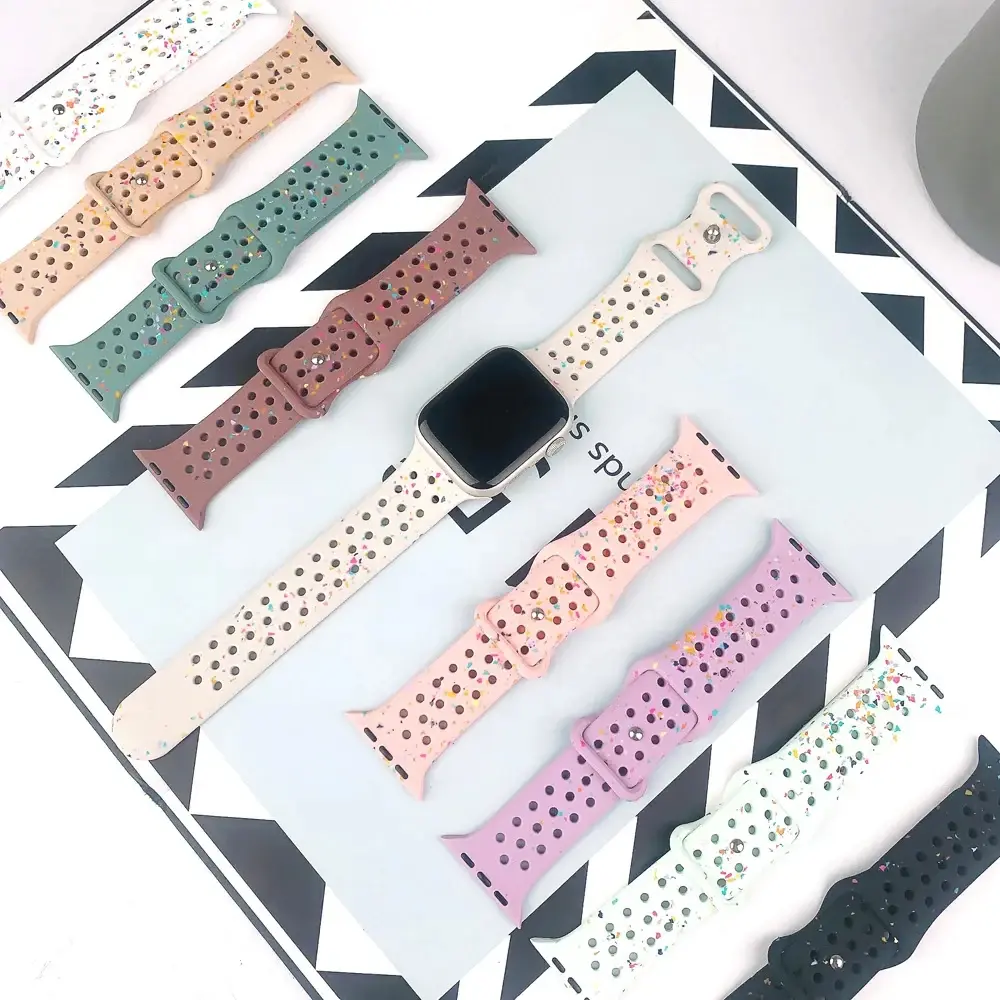 Color Particles Strap for Apple Watch Ultra 2 Band 49mm 45mm 44mm Silicone Bracelet for IWatch Series 9 8 7 6 5 41mm 42mm SE 4 3
