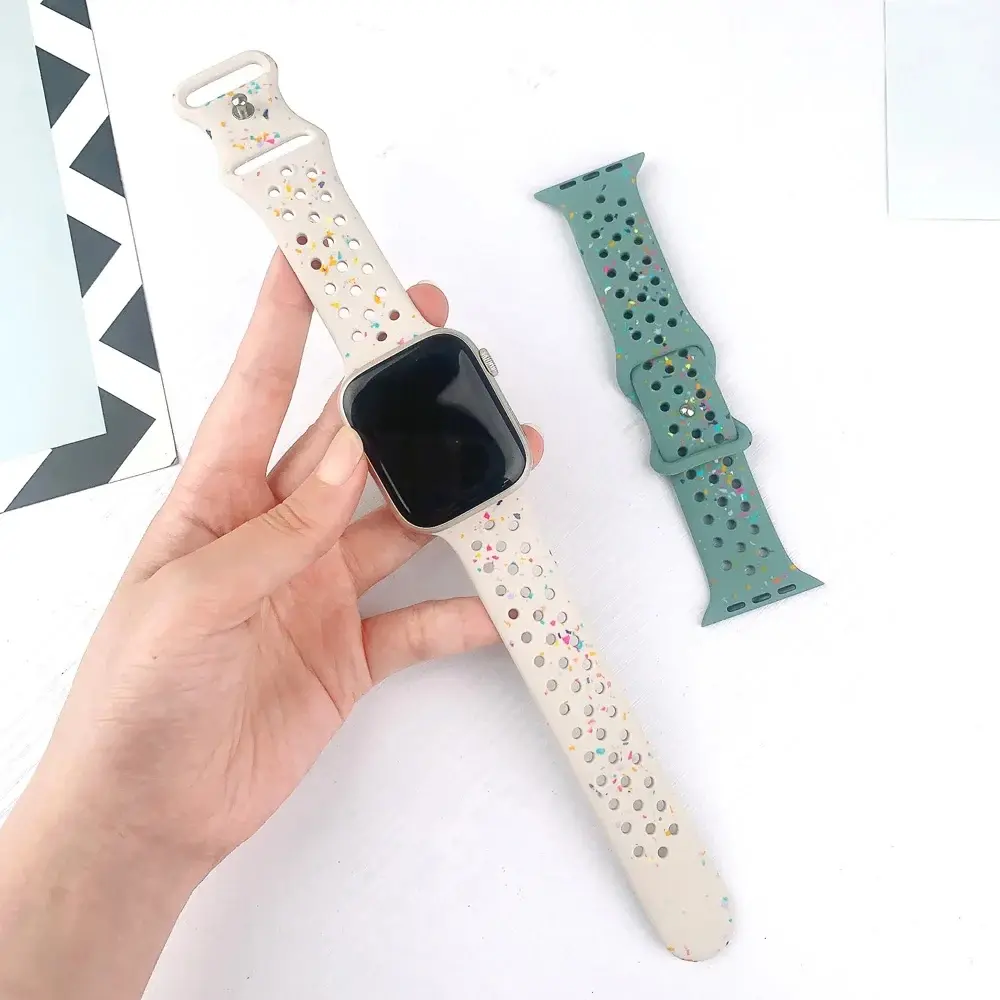 Color Particles Strap for Apple Watch Ultra 2 Band 49mm 45mm 44mm Silicone Bracelet for IWatch Series 9 8 7 6 5 41mm 42mm SE 4 3