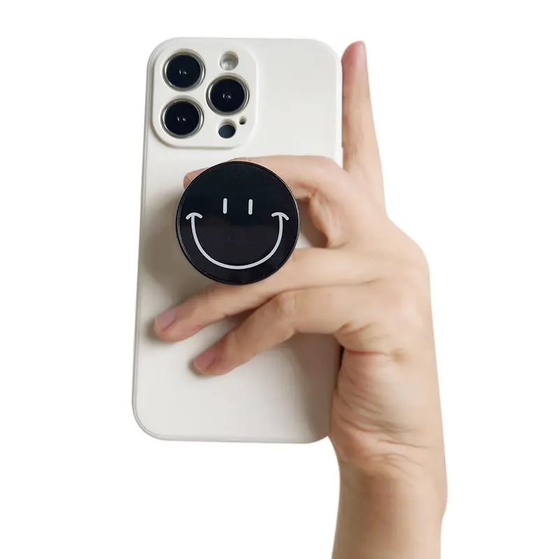 1pc socket Talk Tok Grip Cute Happy Face Phone Holder Foldable Desktop ABS Stand Mobile Grip Mount