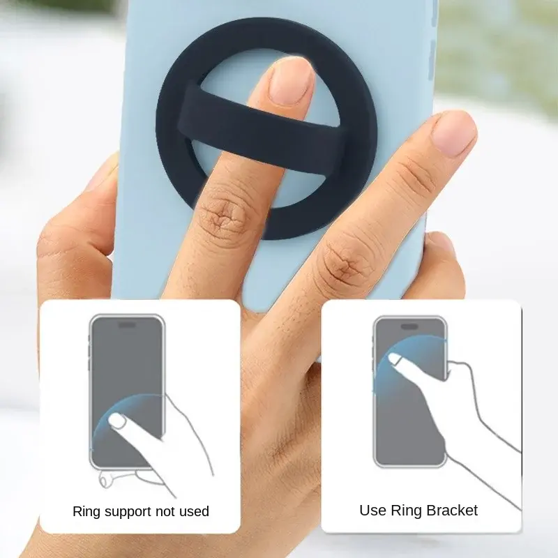 Magnetic Silicone Comfortable Circular Grip Phone Holde for MagSafe Powerful Grip for IPhone 16 15/14/13/ 12 Android