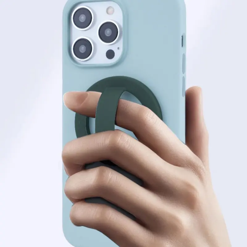 Magnetic Silicone Comfortable Circular Grip Phone Holde for MagSafe Powerful Grip for IPhone 16 15/14/13/ 12 Android