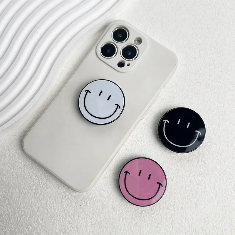 1pc socket Talk Tok Grip Cute Happy Face Phone Holder Foldable Desktop ABS Stand Mobile Grip Mount
