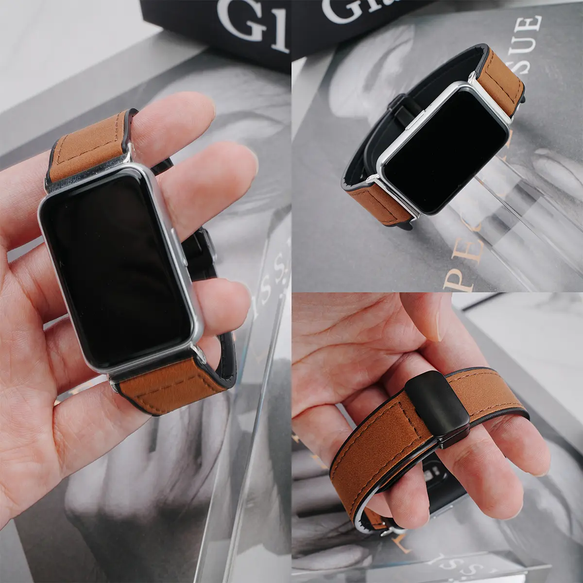 Leather+Silicone Strap For Samsung Galaxy Fit 3 Bracelet Wristband Accessories Replace Belt For Galaxy Fit 3 Smart Watch Band