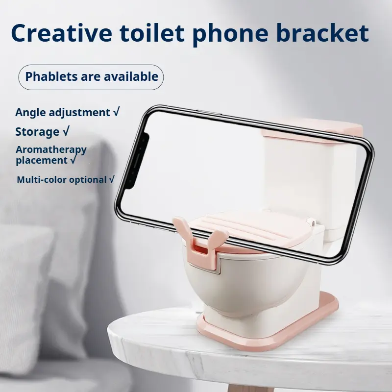 Mobile Phone Stand Multi Functional Desktop Lazy Holder Mini Toilet Creative Design Can Store Small Items Phone Bracket Gift