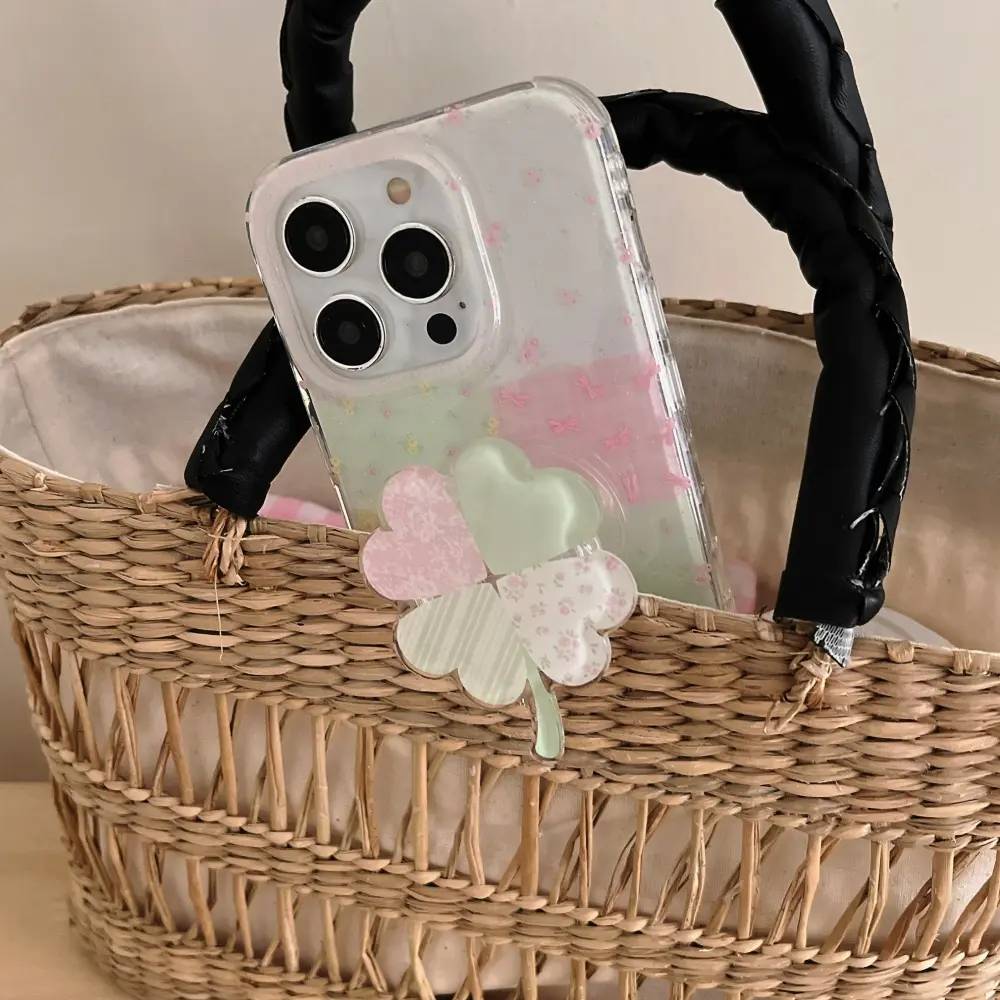 Soporte Para Teléfono Tok Griptok Con Agarre De Trébol De Dibujos Animados Coreanos Soporte Universal Para IPhone 16 Samsung
