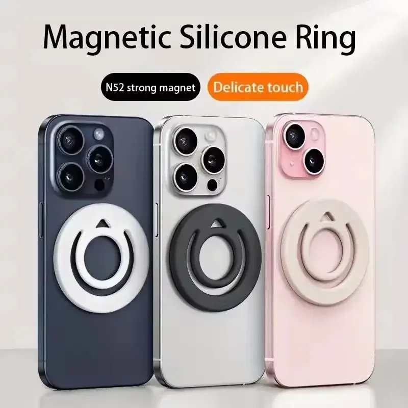 for Magsafe Magnetic Silicone Soft Finger Strap Phone Ring Holder For IPhone 16 15 Samsung Mi Universal Stand Grip Phone Holder