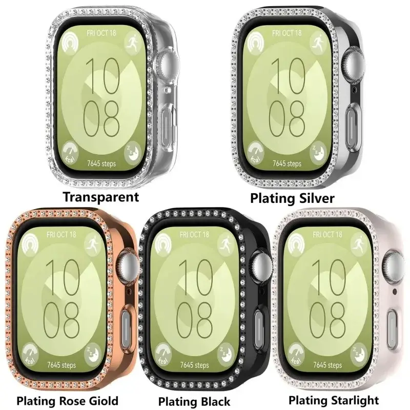 Bling PC Hollow Protector Case For Huawei Watch Fit 3 Diamond Crystal Case Hard Cover fit3 Protective Watch Shell Fashion Bumper