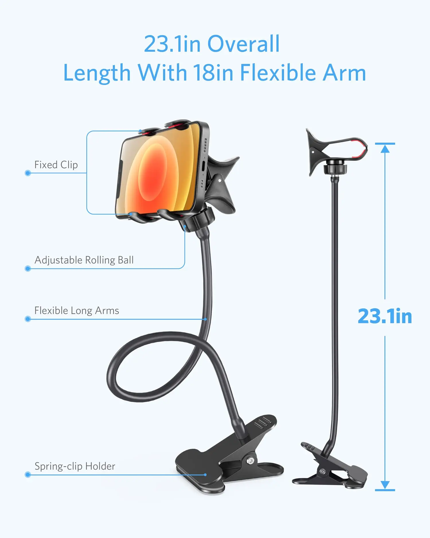 Gooseneck Phone Holder Universal 360 Flexible Mobile Phone Stand Lazy Bracket DIY Adjustable Long Arm Phone Mounts for Bed Desk