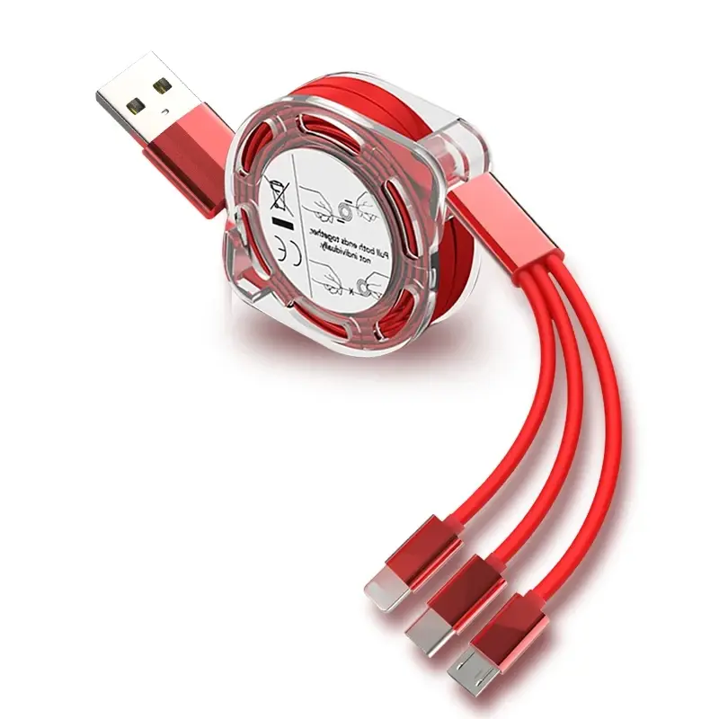 Suitable for iPhone TYPE-C 3 in 1 telescopic one to three mobile charging cable charging cable