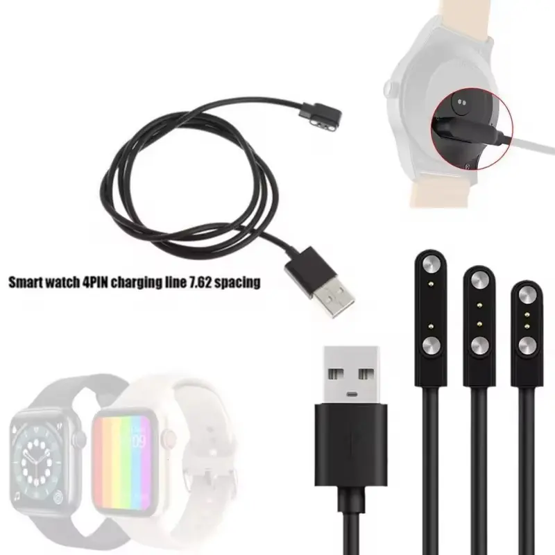 2 pins 4pins Smartwatch Dock Charger Adapter USB Charging Cable Cord for Adult/Kids Smart Watch Power Charge Wire Accessories